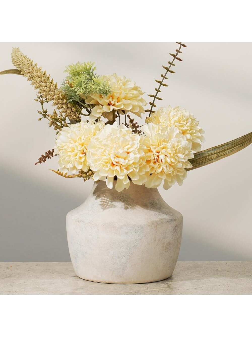 5.3 Inch Small Matte White Ceramic Farmhouse Vase With Handles For Living Room
